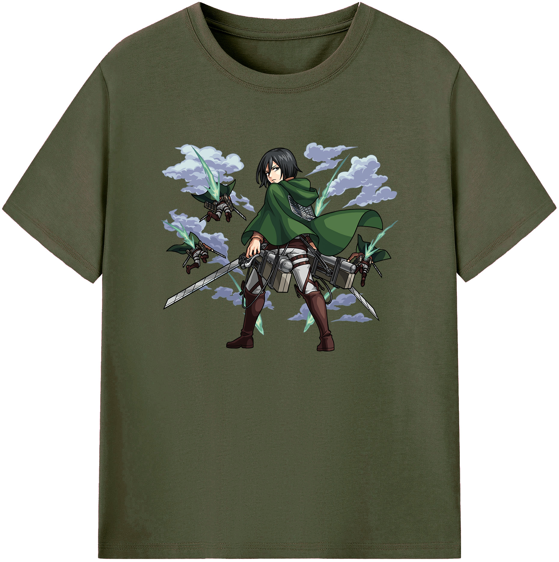 （画像用） 進撃の巨人 ミカサ·アッカーマン Attack on Titan Mikasa Ackerman 綿100％ メンズ半袖Tシャツ｜肌触りやわらか＆通気性